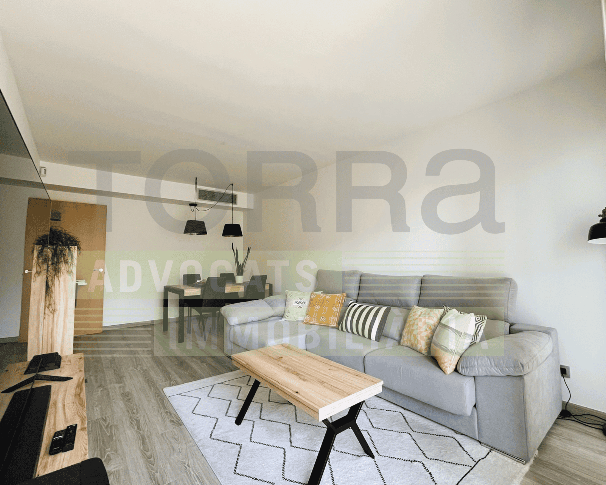 Interior d'un pis de protecció oficial amb mobiliari modern, sala acollidora i decoració funcional, segons la normativa del Decret 75/2014 de protecció oficial.